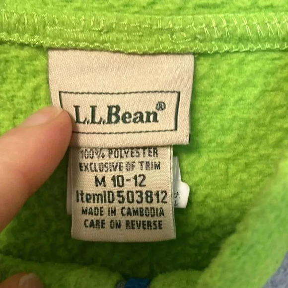 L.L. Bean neon green grey halo zip fleece  pullover - Picture 3 of 7